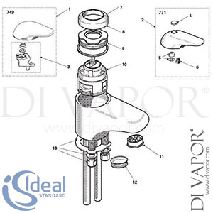 Ideal Standard Domi Solo Bath Filler Tap Spare Parts - IDL DV 215